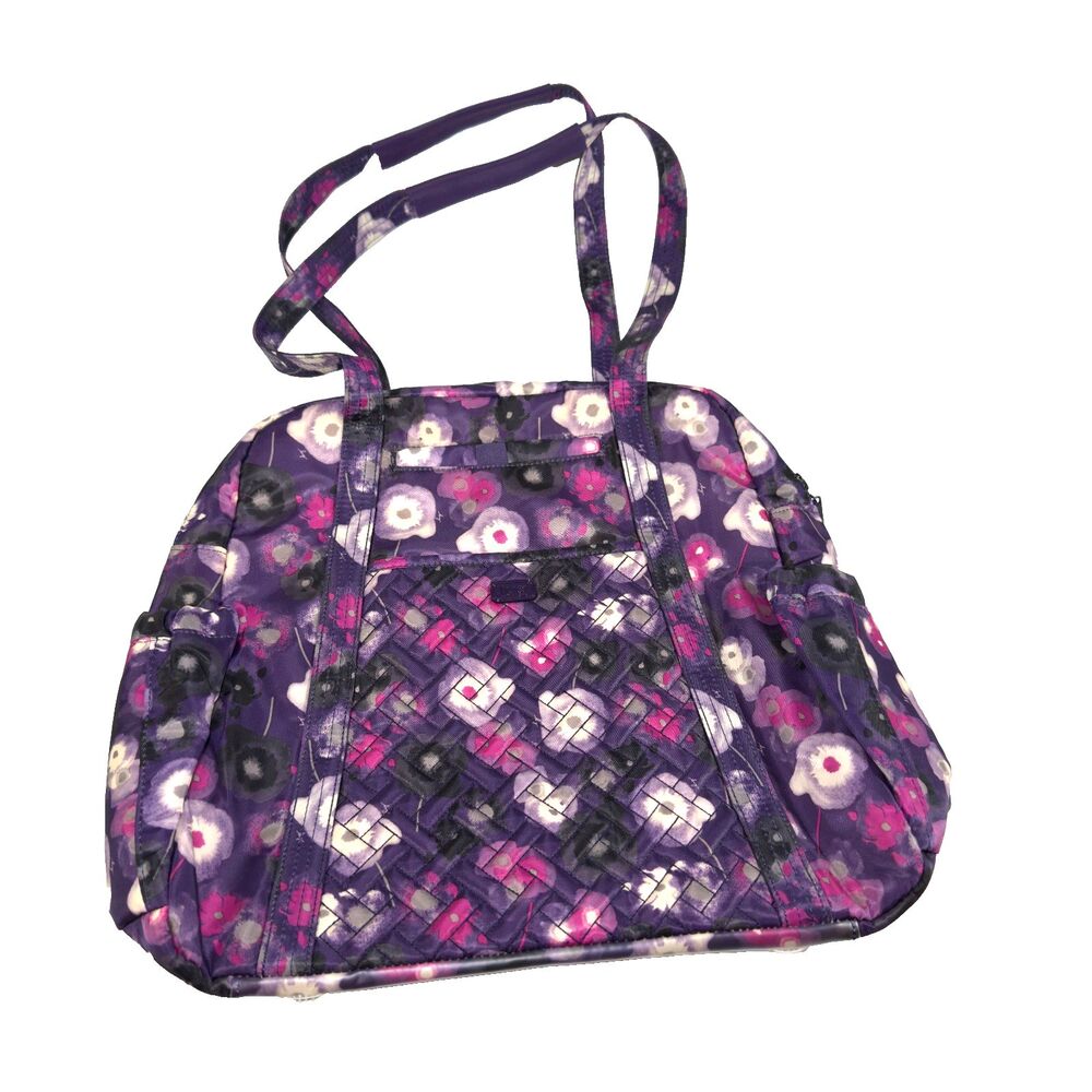 Lug Sprinter Tote Bag Watercolor Purple Floral Zip Pockets RFID Large Cute NWOT